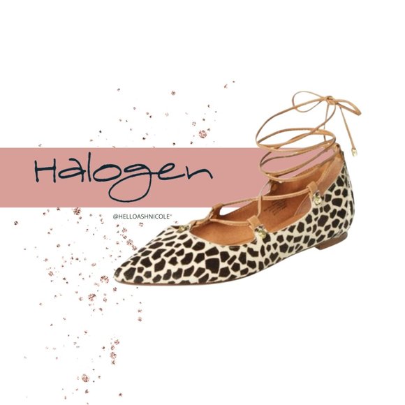 Halogen Printed Calf Hair Ankle Strappy Gladiator Pointed Toe Flat